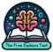 Logo showing a drawing of a brain above an open book. It reads The free dyslexia test.